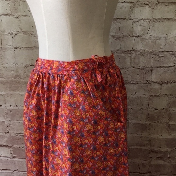 Vintage JG Hook Red Floral Skirt Tie Waist Pockets - Picture 3 of 3